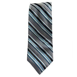 Altea Silk Tie Made in Italy Blue Gray Brown Striped Necktie 3.5”